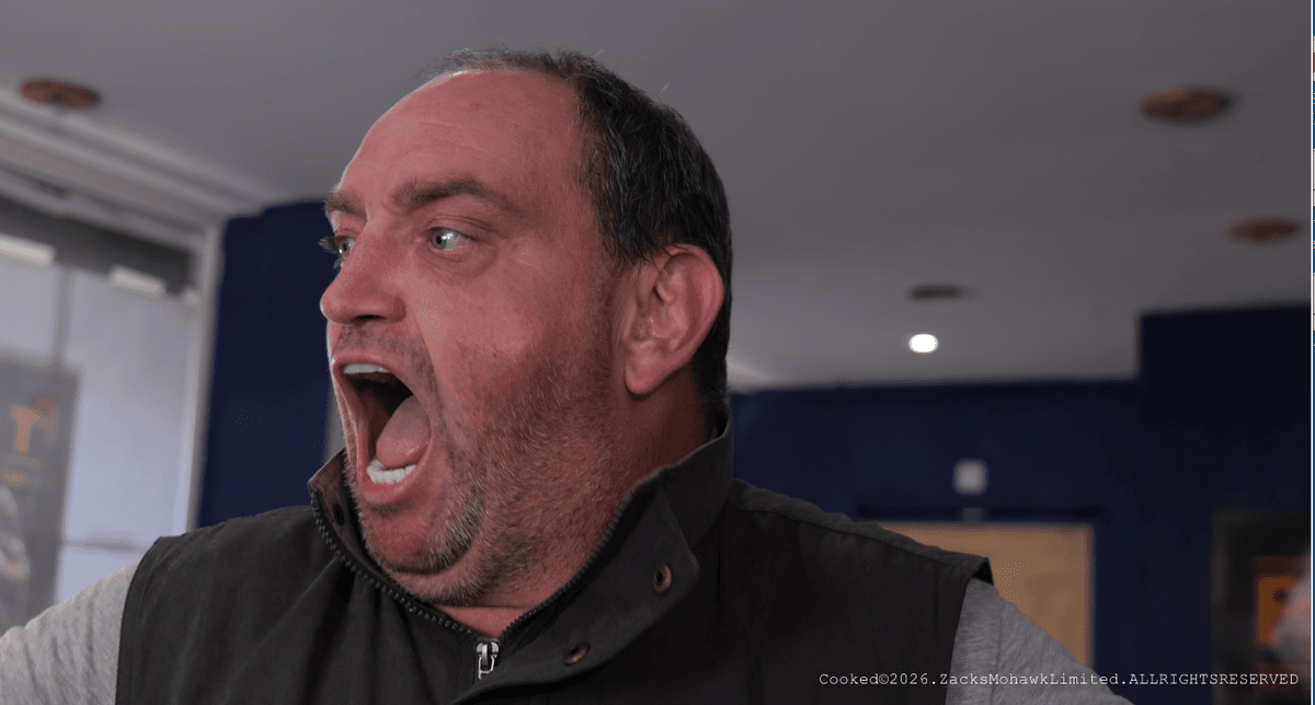 A character reacting in a scene from the Liverpool comedy pilot Cooked